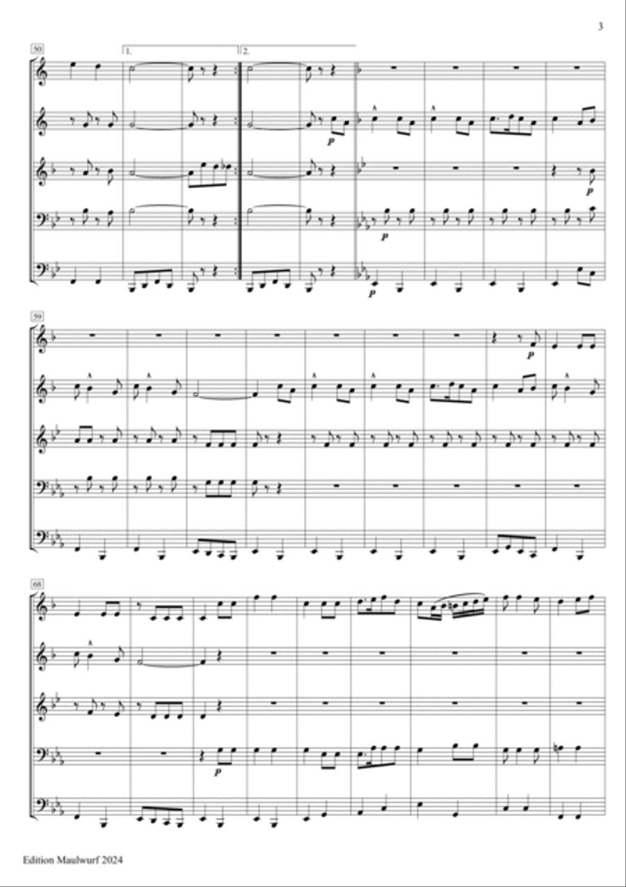 The U.S. Field Artillery March Brass Quintet scores gallery preview page 3