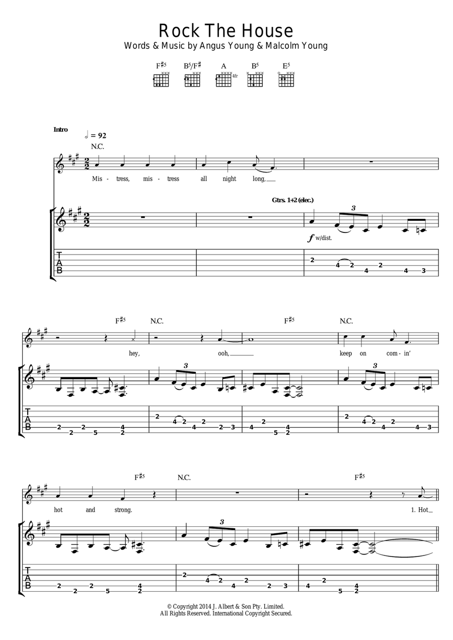 Rock The House Rock The House Guitar Tablature scores gallery preview page 1