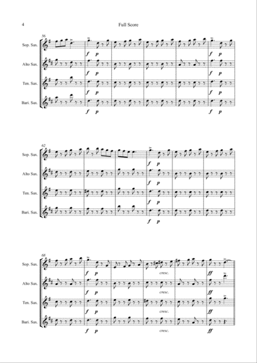 Merrie England Jig for Saxophone Quartet (SATB) Saxophone Quartet scores gallery preview page 5