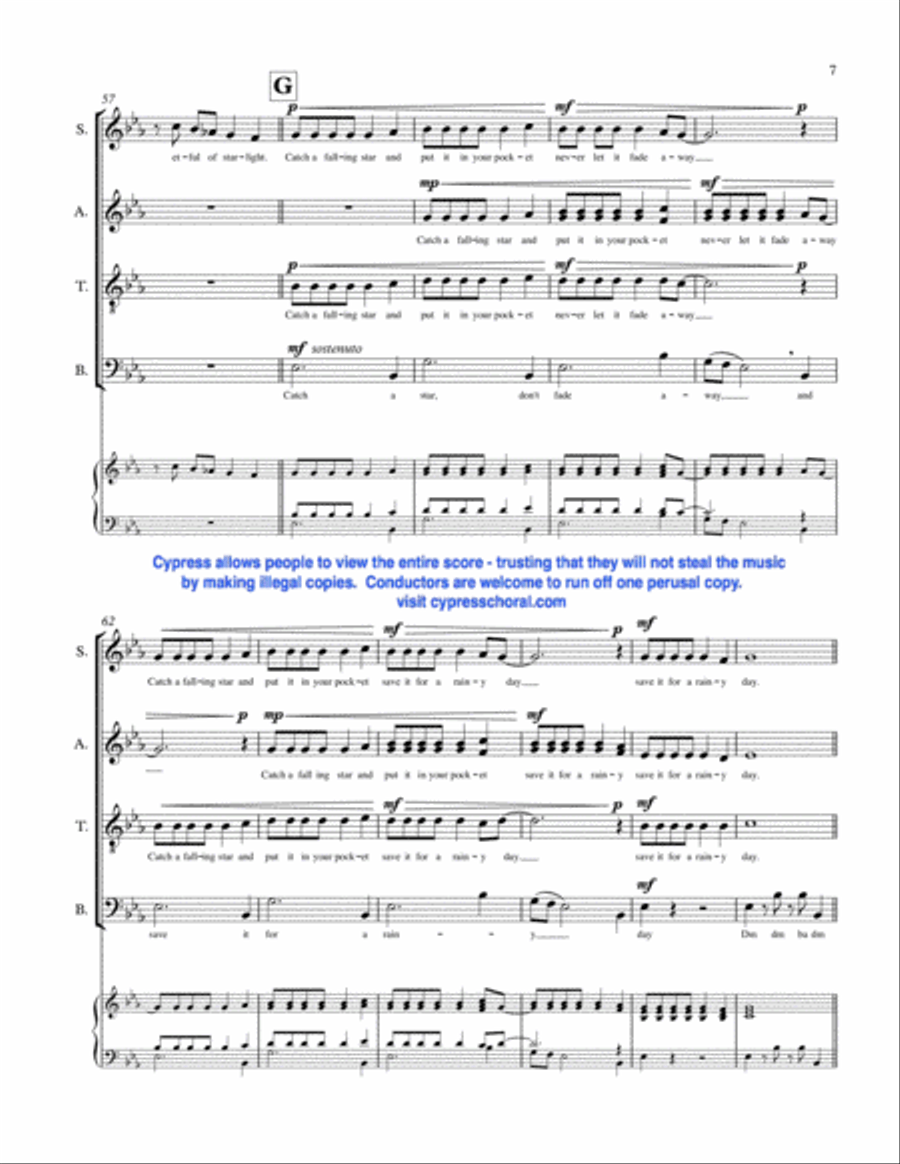 Catch A Falling Star 4-Part scores gallery preview page 7