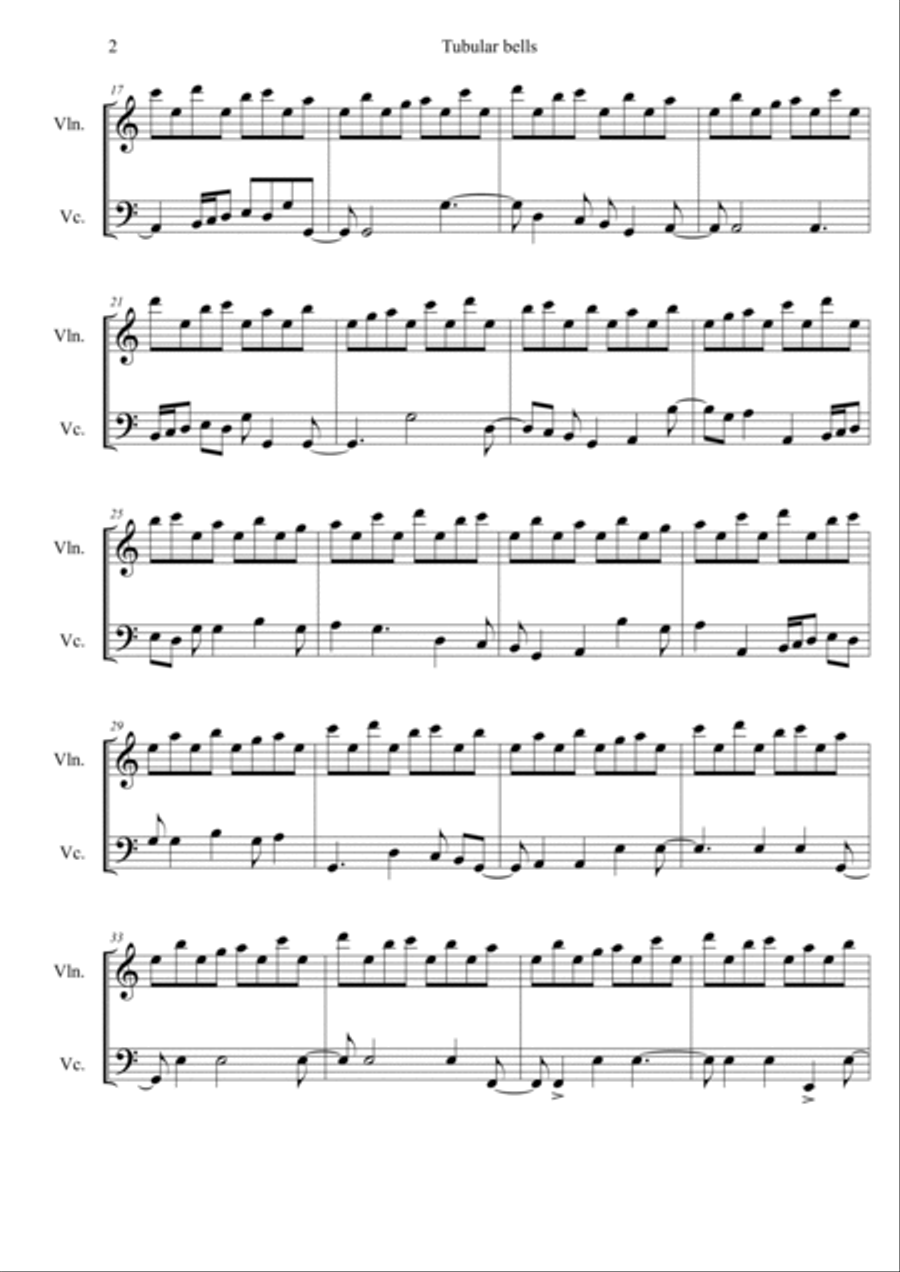 Tubular Bells Tubular Bells String Duet scores gallery preview page 2