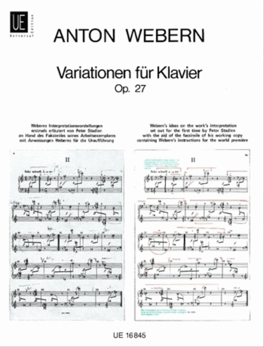 Variations, Op. 27 (Stadlen) Chamber Music scores gallery preview page 1