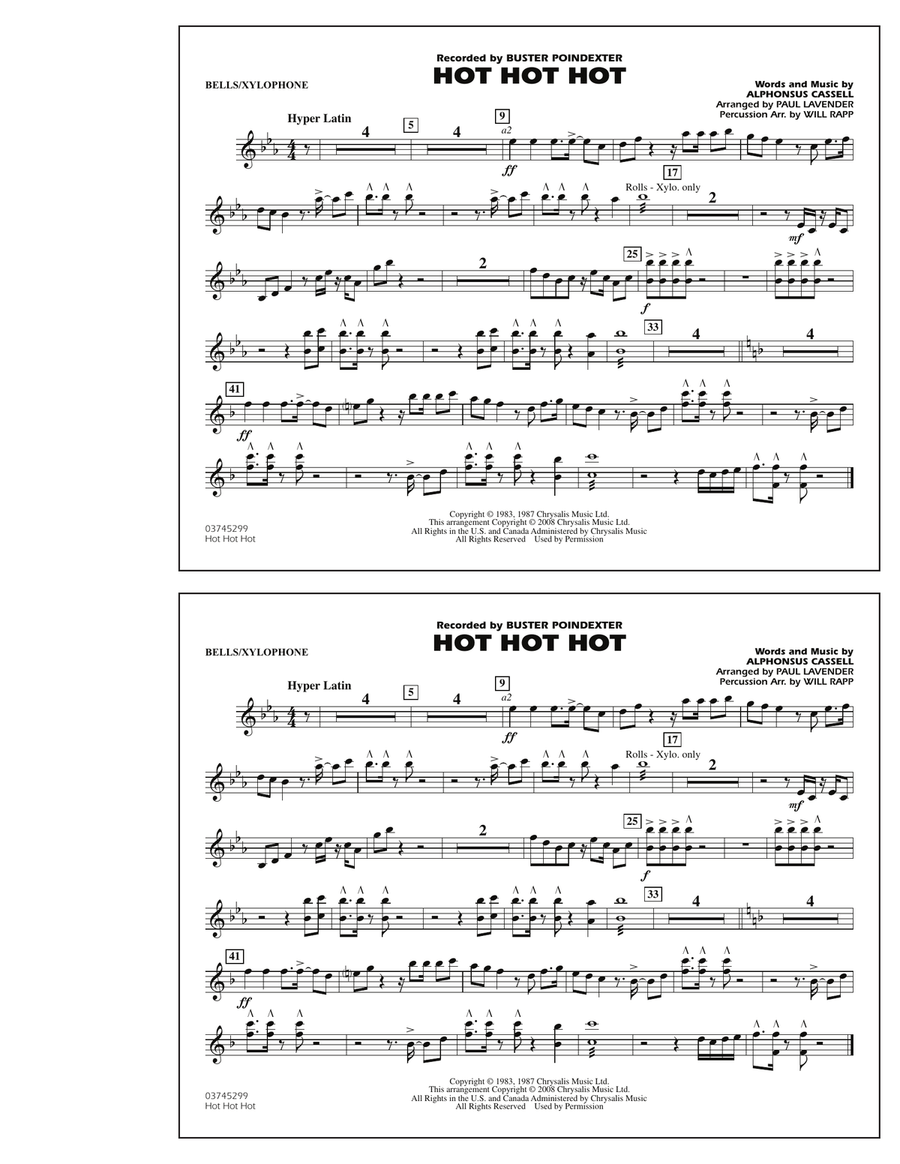 Hot Hot Hot - Bells/Xylophone Marching Band scores gallery preview page 1