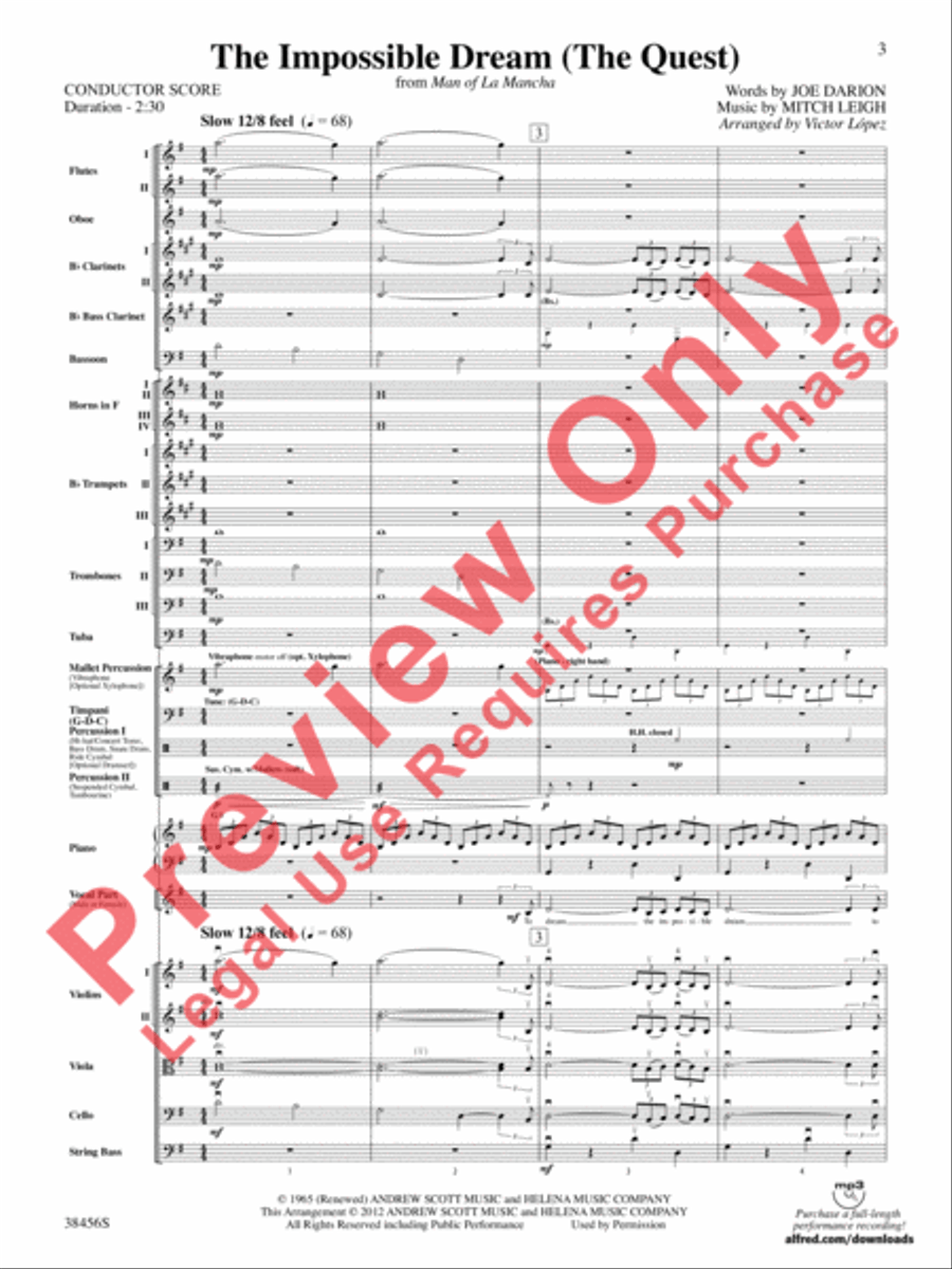 The Impossible Dream (from Man of La Mancha) Full Orchestra scores gallery preview page 4