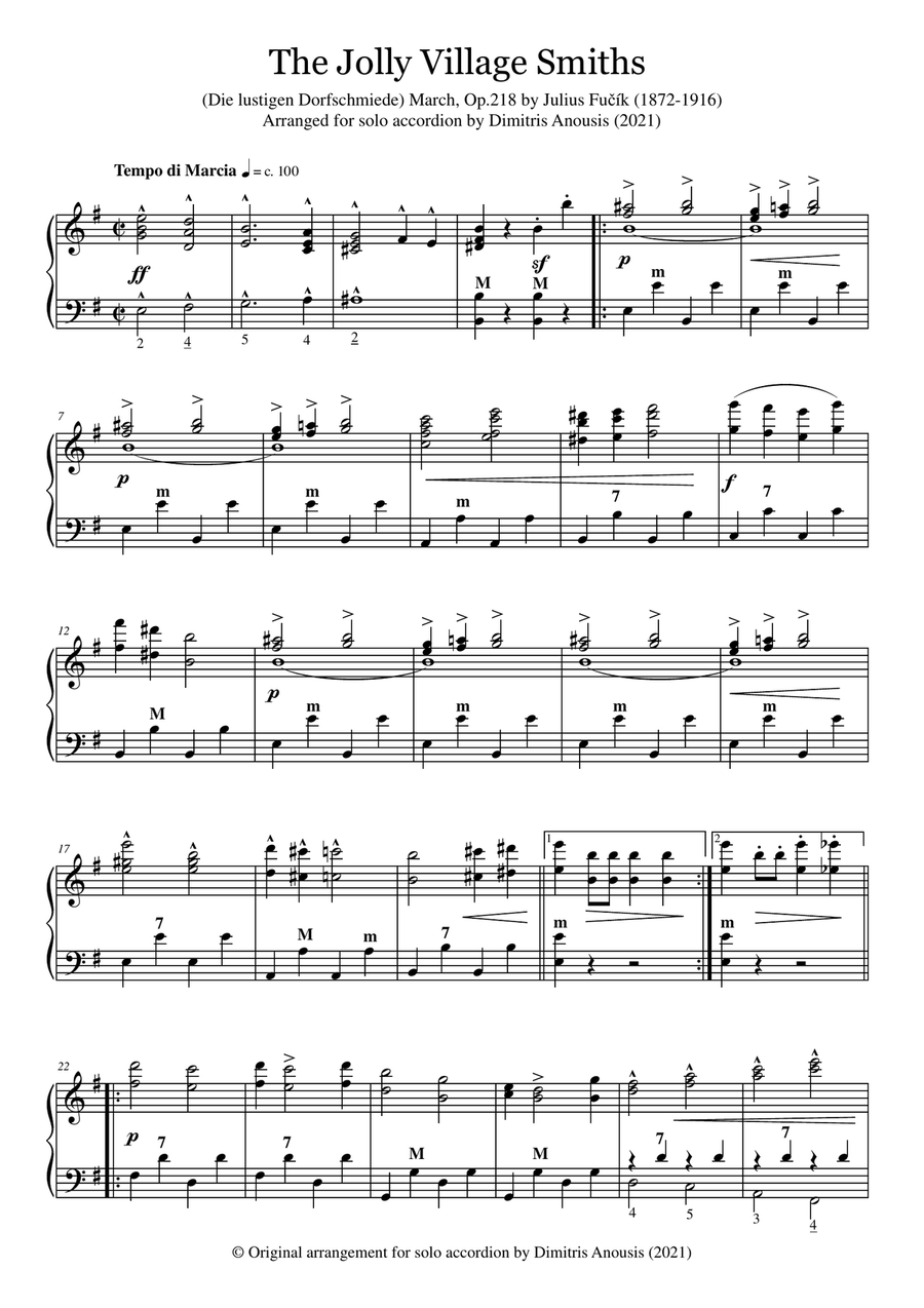 The Jolly Village Smiths March op. 218 - Amazing solo accordion arrangement Accordion scores gallery preview page 3