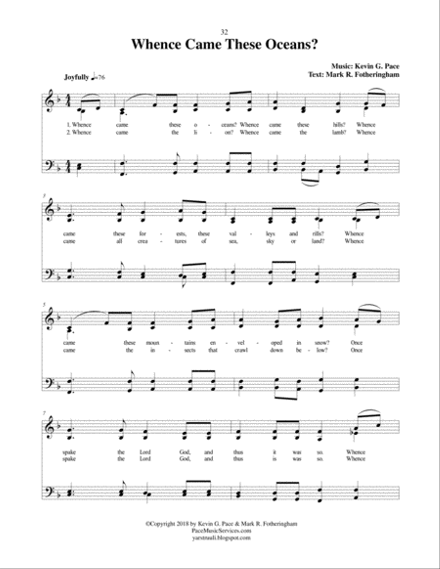 Whence Came These Oceans? - an original hymn 4-Part scores gallery preview page 2