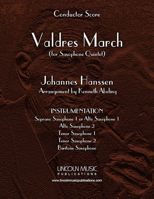Book cover for Valdres March (for Saxophone Quintet SATTB or AATTB)