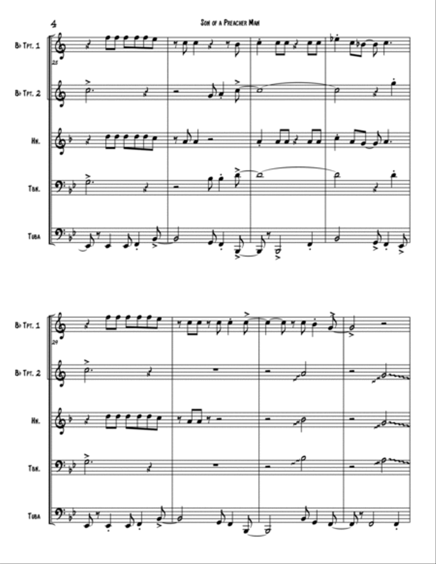 Son-Of-A-Preacher Man Brass Quintet scores gallery preview page 4