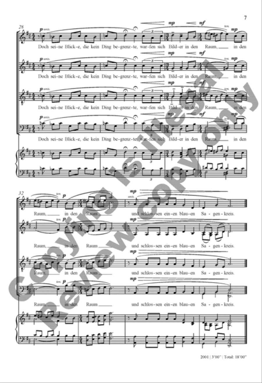 Rilke Songs: 6. Das Einhorn Divisi scores gallery preview page 6