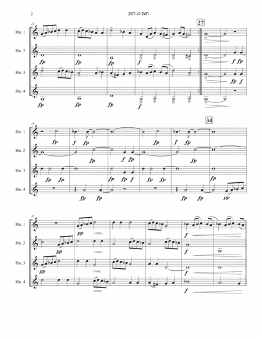 Pat-A-Pan for Horn Quartet French Horn Quartet scores gallery preview page 3