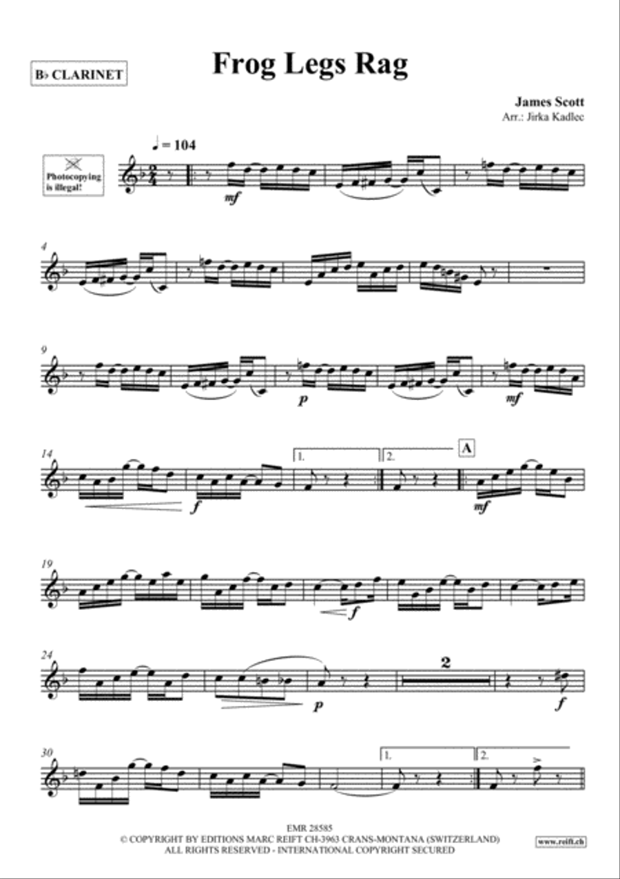 Frog Legs Rag Clarinet Solo scores gallery preview page 2