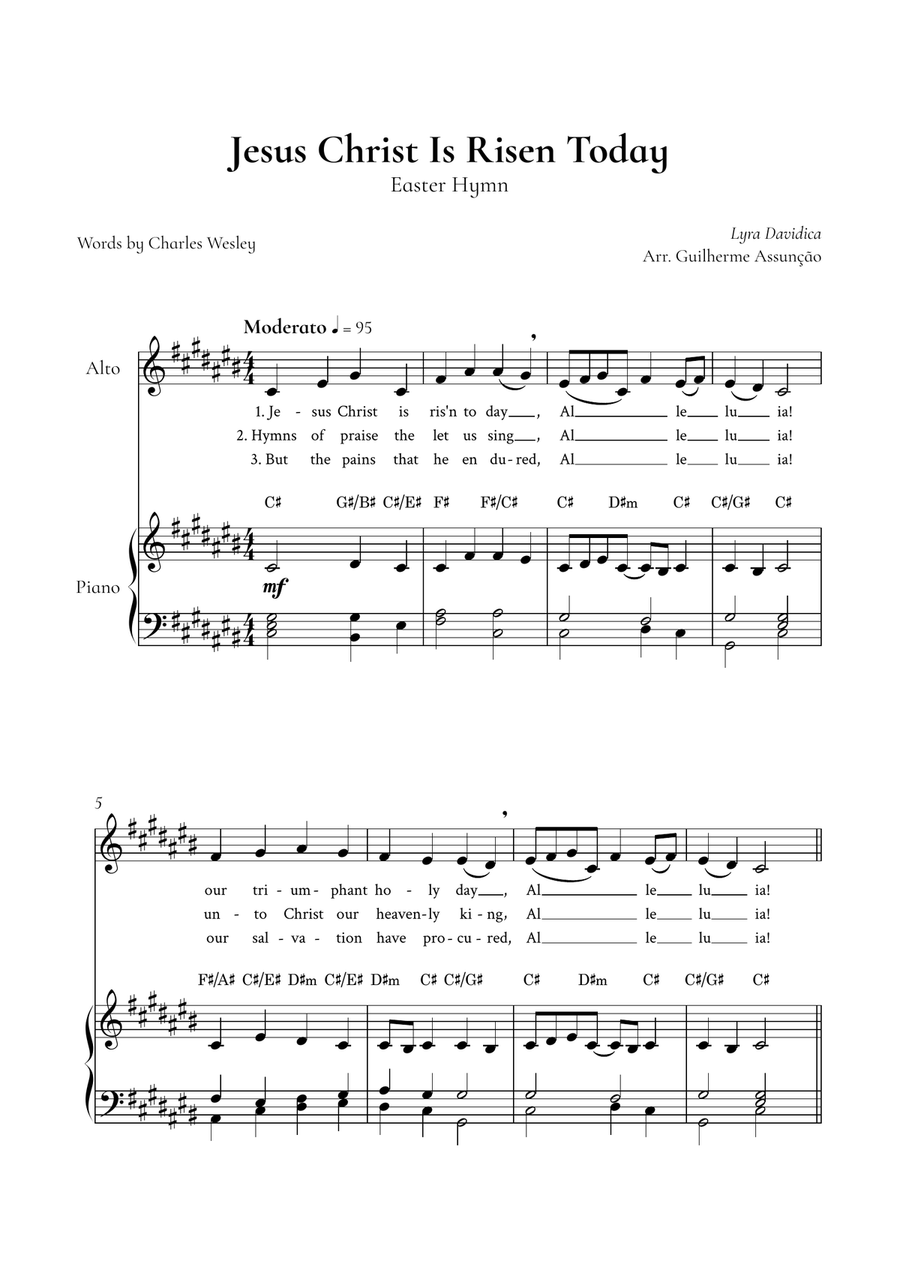 Jesus Christ is Risen Today (Alto, Piano) - in C# Major