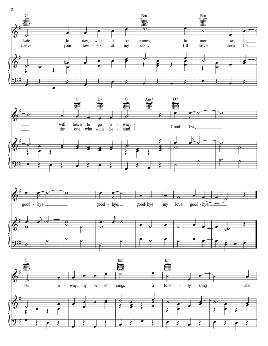 Goodbye Piano, Vocal, Guitar scores gallery preview page 2