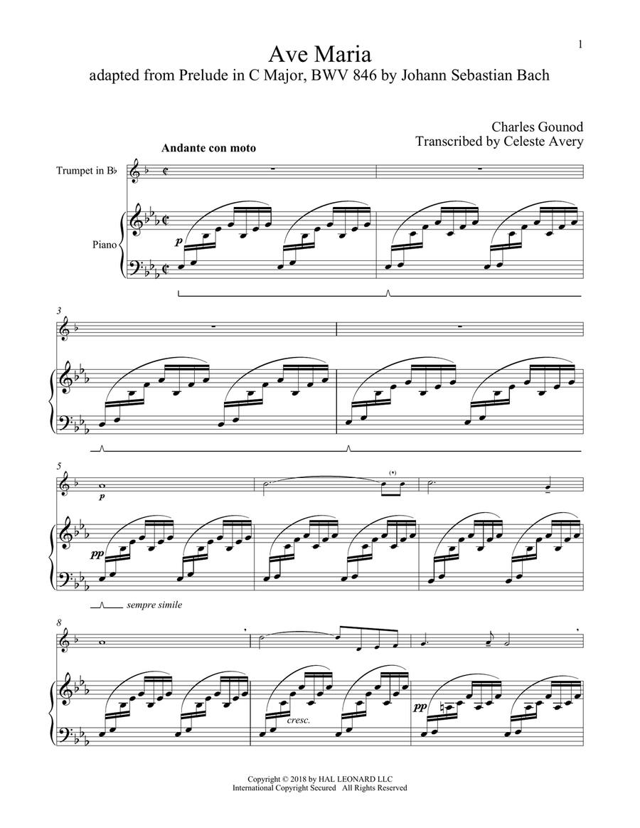 Ave Maria Trumpet Solo scores gallery preview page 1