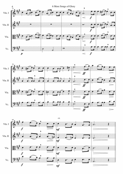 6 more Songs of Glory for string quartet by Albert Lister Peace Cello - Digital Sheet Music