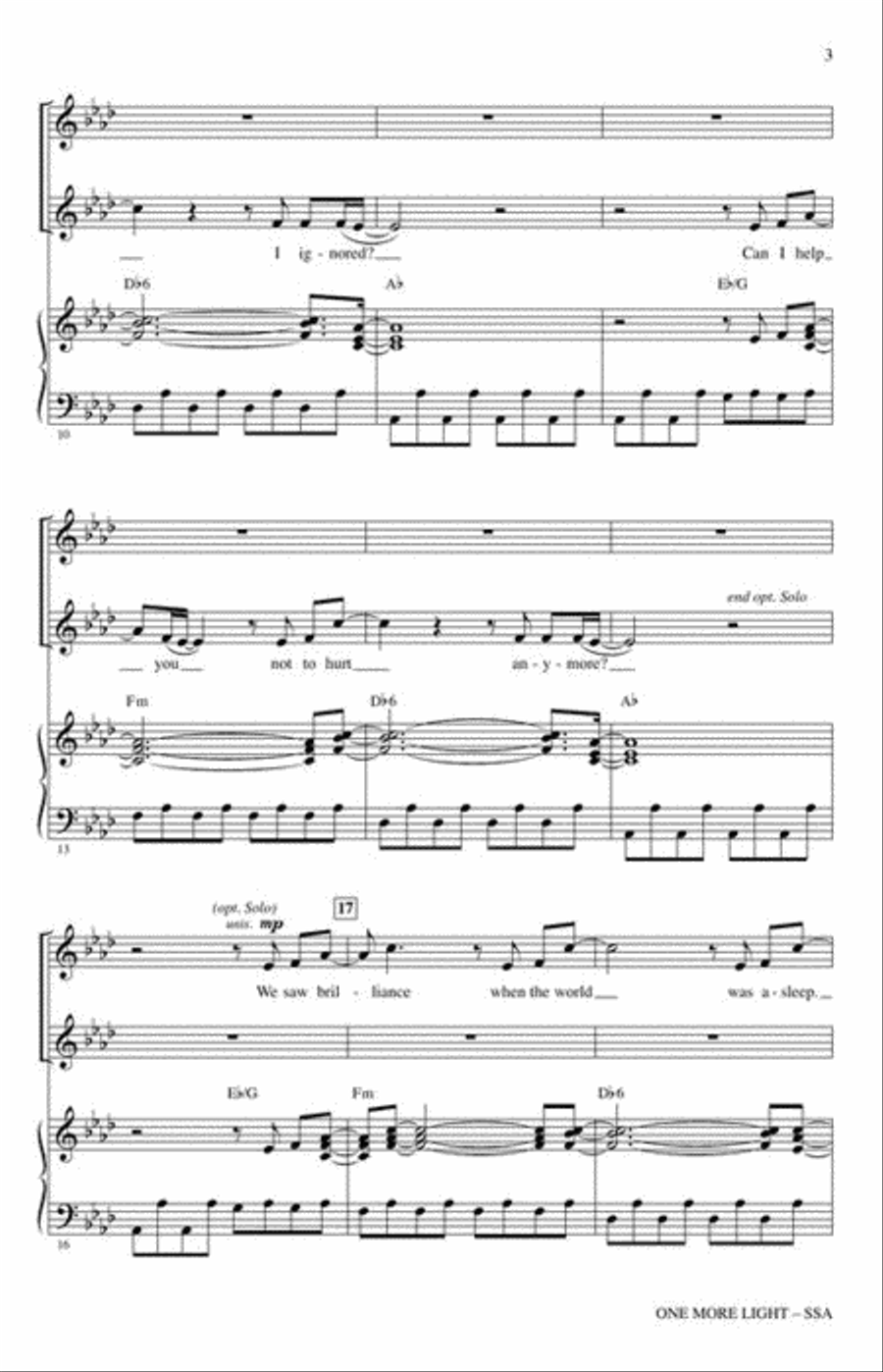 One More Light SSA scores gallery preview page 4