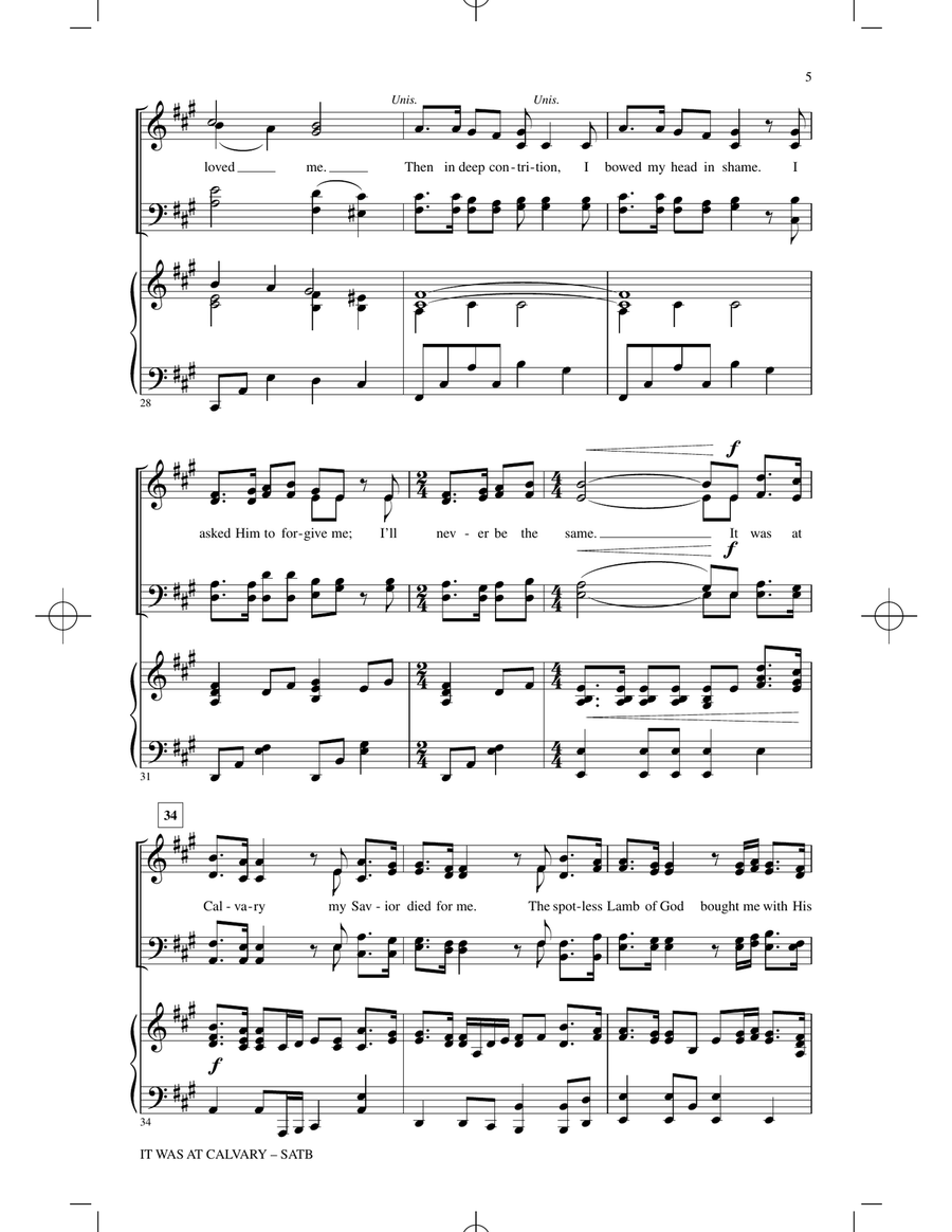 It Was At Calvary by Gary Hallquist 4-Part - Digital Sheet Music page 4