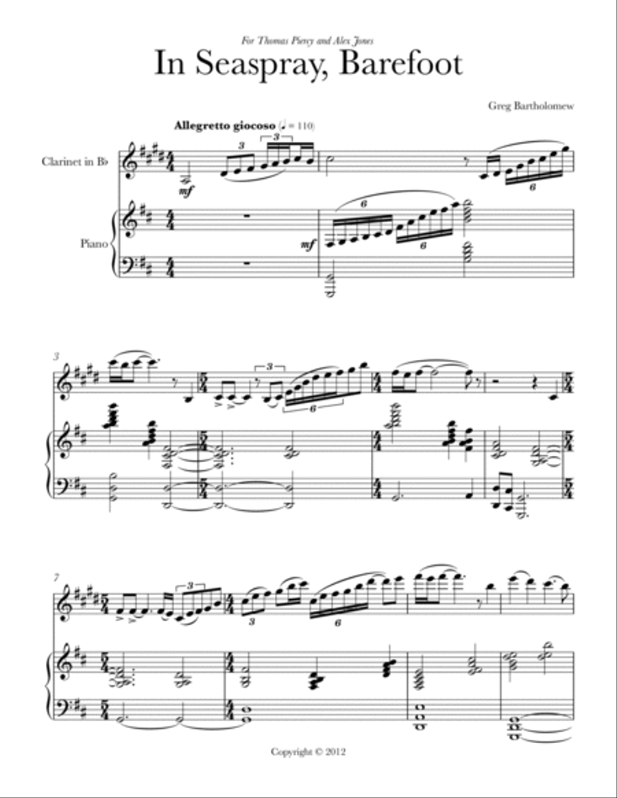 In Seaspray, Barefoot (clarinet & piano) Clarinet Solo scores gallery preview page 2