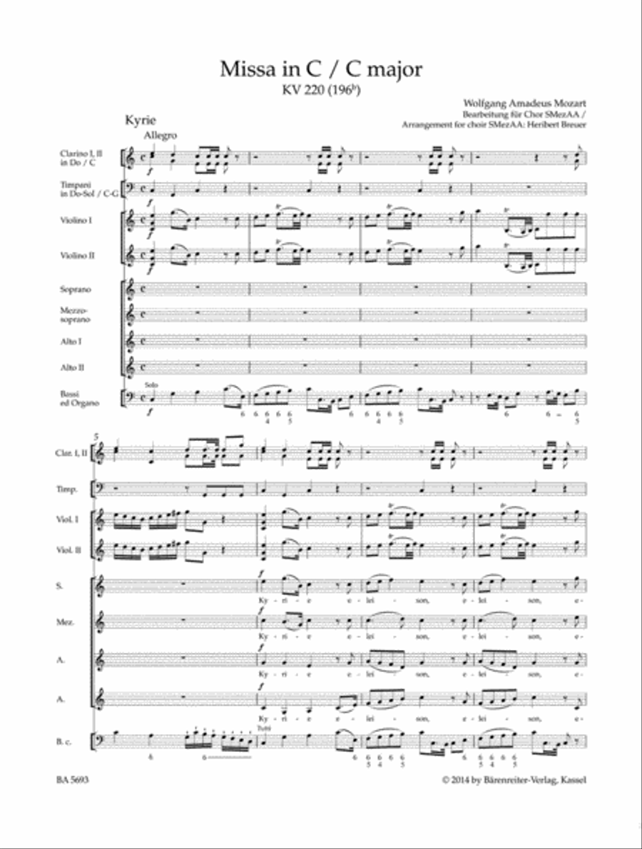 Missa C major K. 220 (196b) 