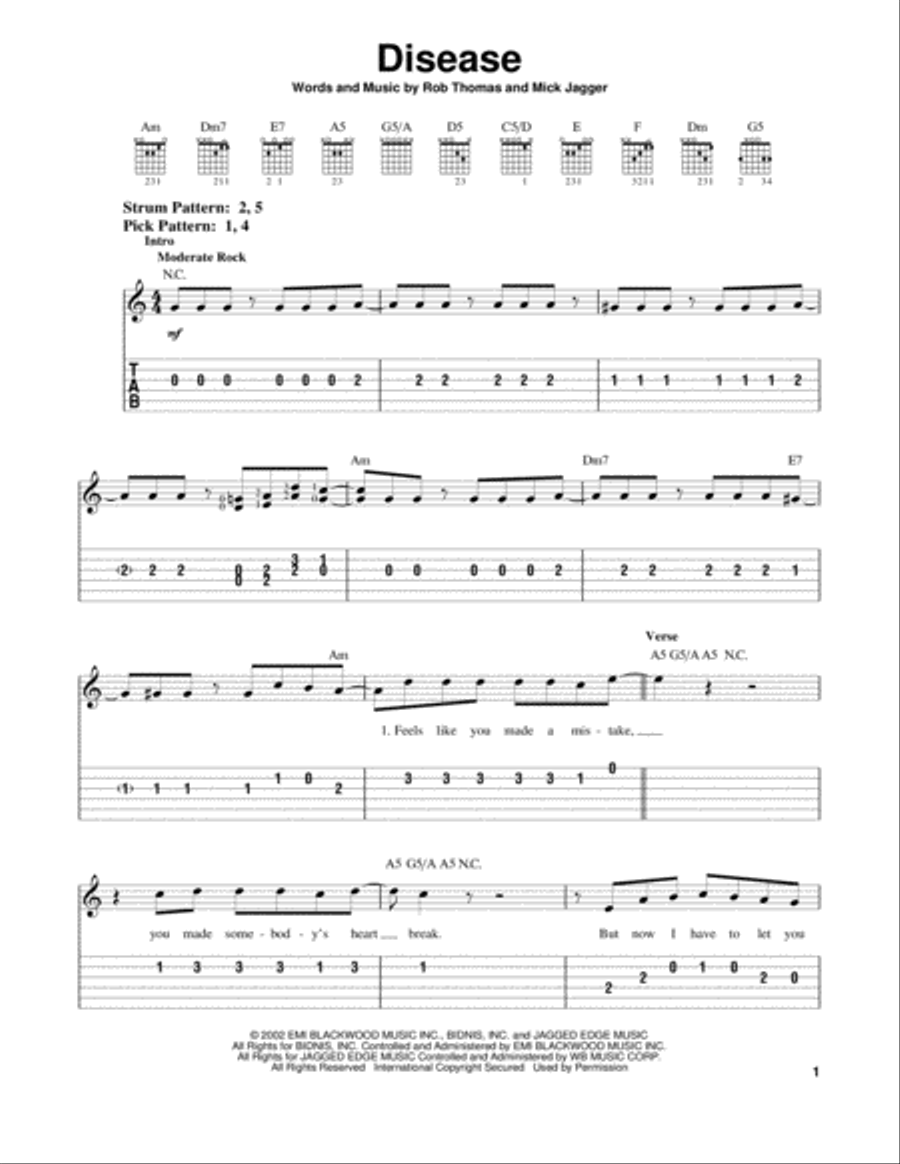 Disease Acoustic Guitar scores gallery preview page 1