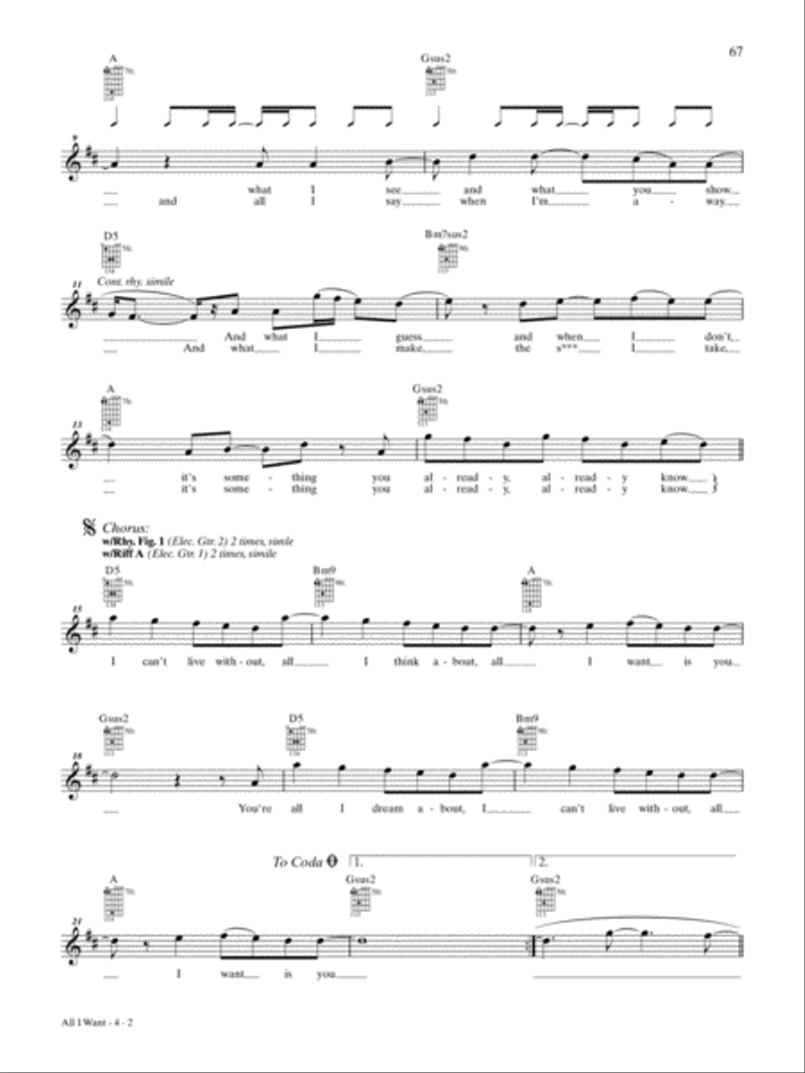 All I Want All I Want Guitar Tablature scores gallery preview page 2