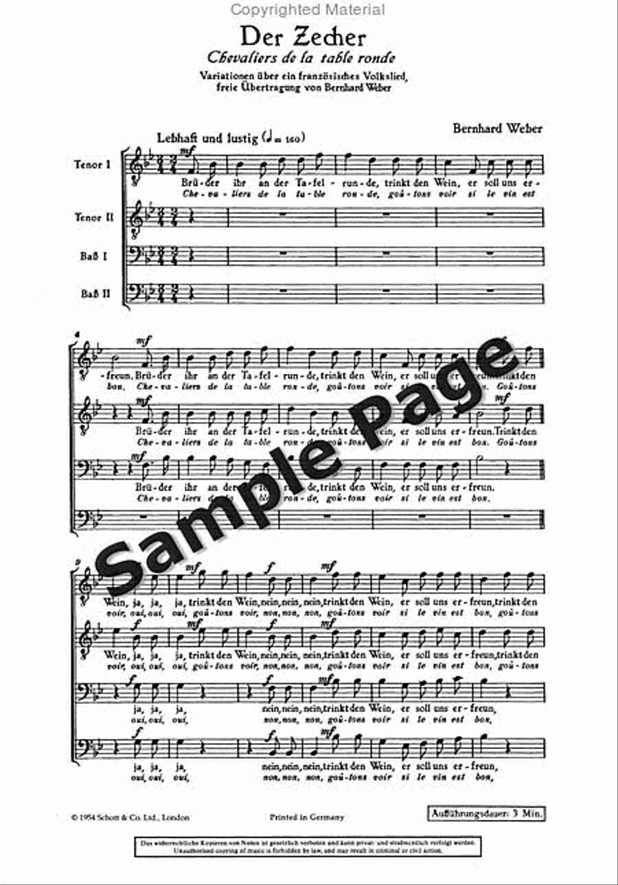 Weber Zecher Mens Choir Score TTBB scores gallery preview page 3
