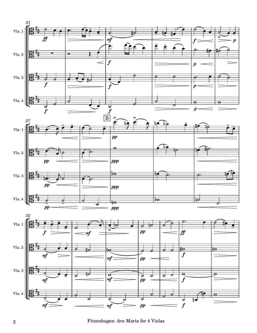 Fitzenhagen: Ave Maria for 4 Violas (Arr. Diehnelt) Chamber Music scores gallery preview page 3