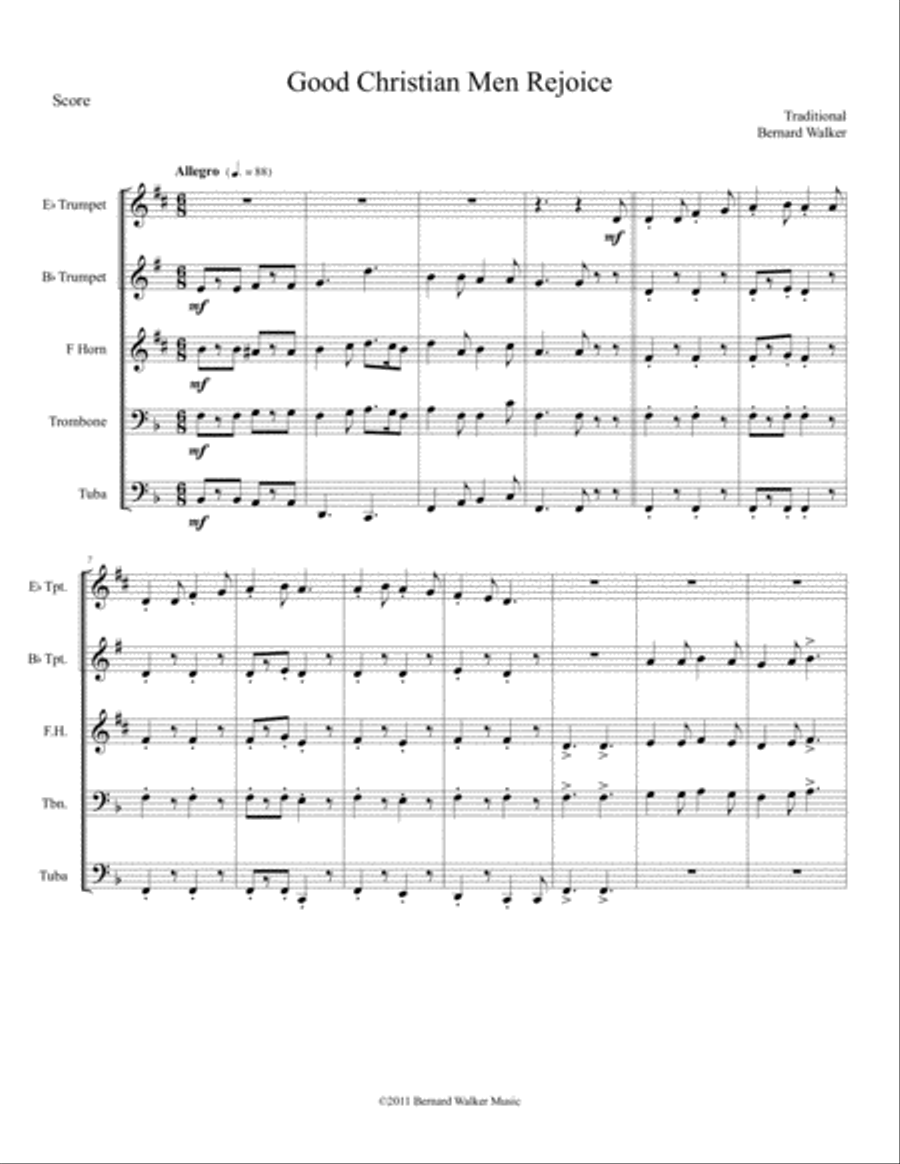 Good Christian Men Rejoice Brass Ensemble scores gallery preview page 1
