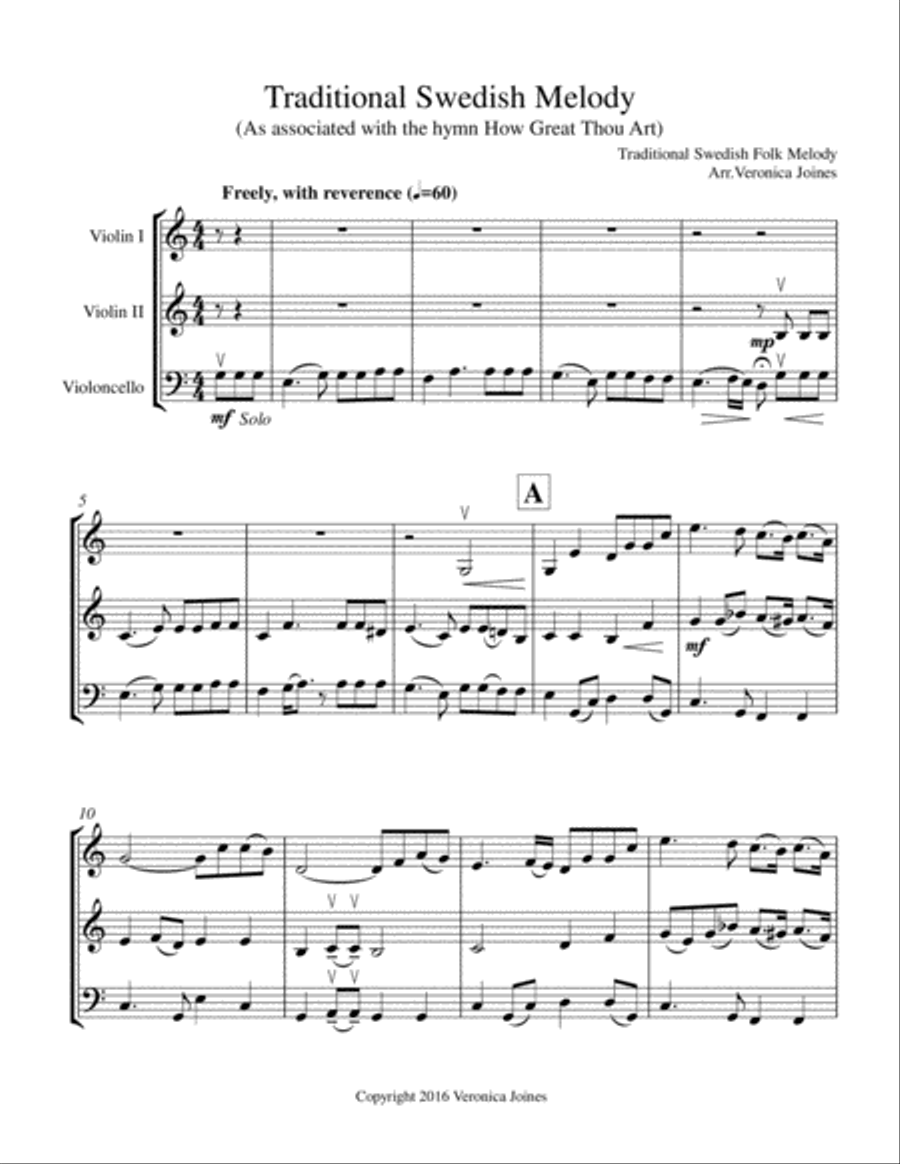 Swedish Folk Melody for String Trio (Violin 1, Violin 2, Cello) String Trio scores gallery preview page 2