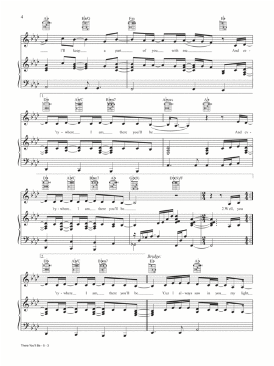 There You'll Be (from Pearl Harbor) Piano, Vocal, Guitar scores gallery preview page 3