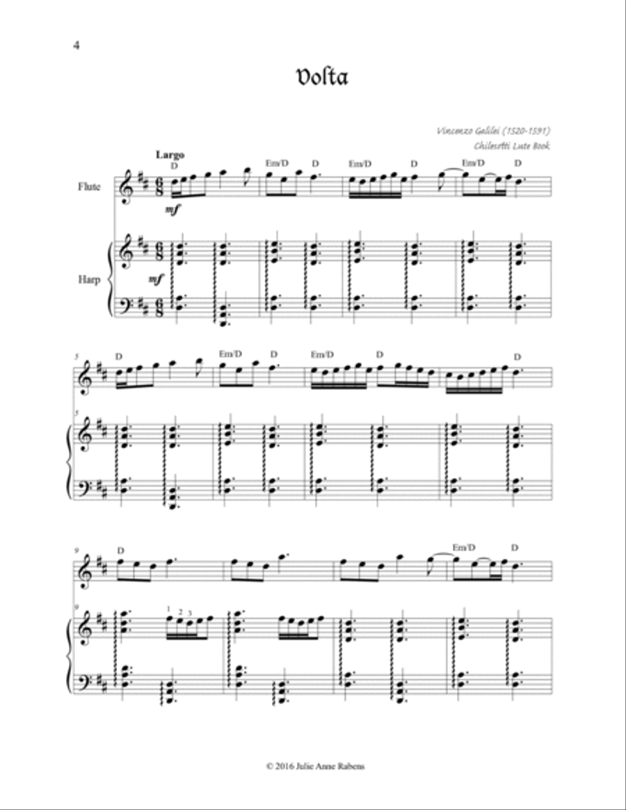 Go, Crystal Teares: Medieval & Renaissance Melodies for flute and harp Flute scores gallery preview page 6