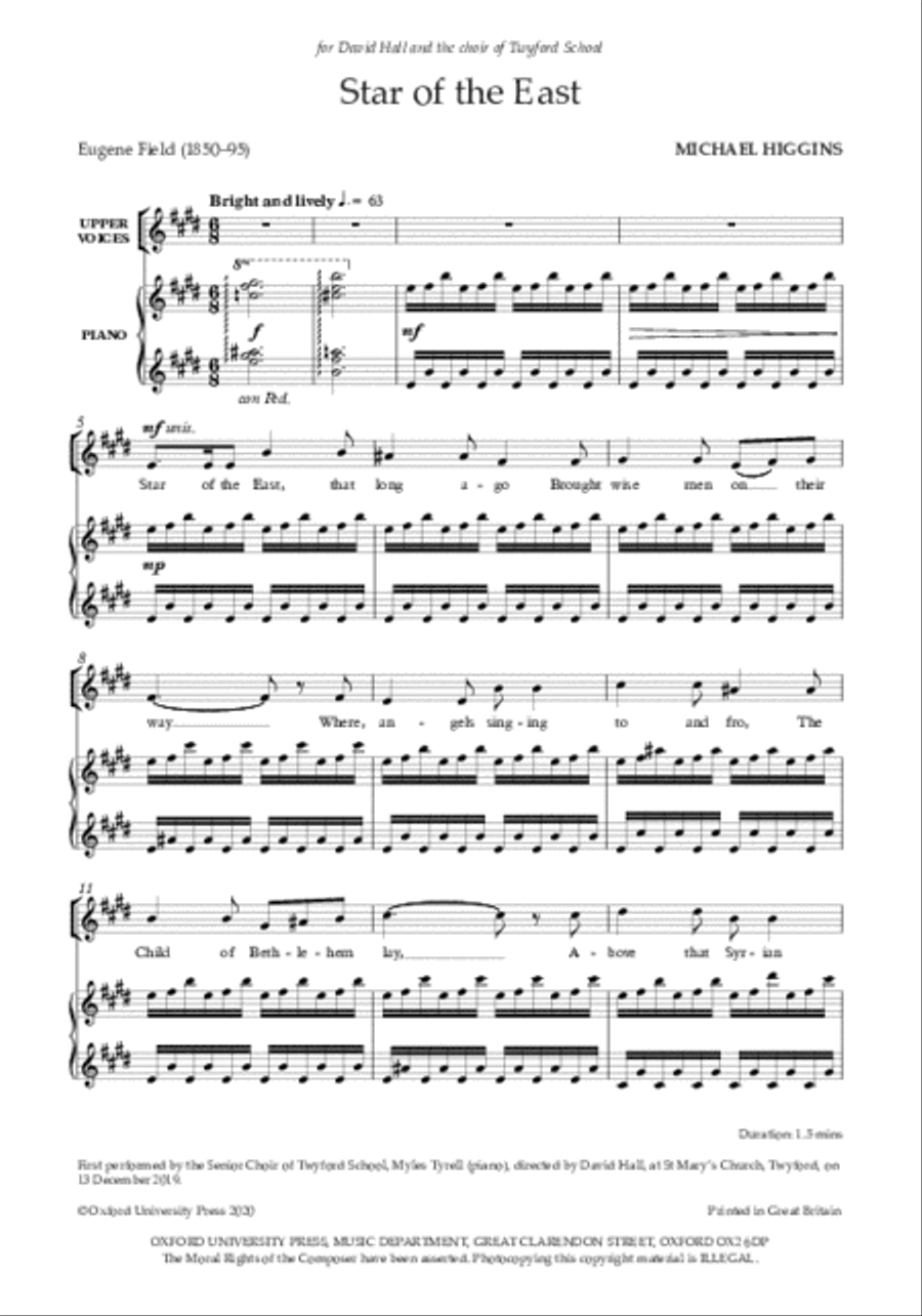 Star of the East Unison Choir scores gallery preview page 2
