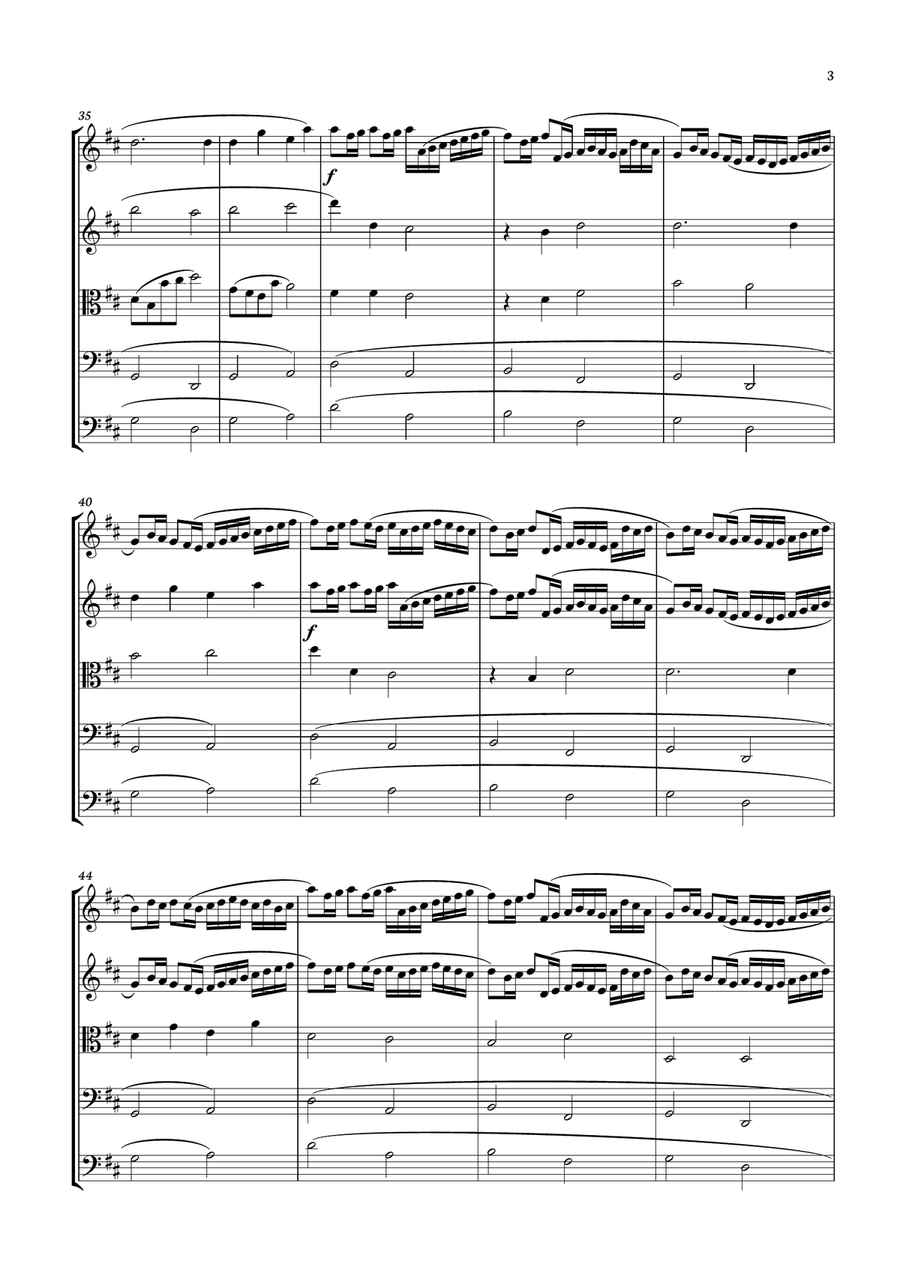 Canon in D - Johann Pachelbel for String Quintet String Orchestra scores gallery preview page 3