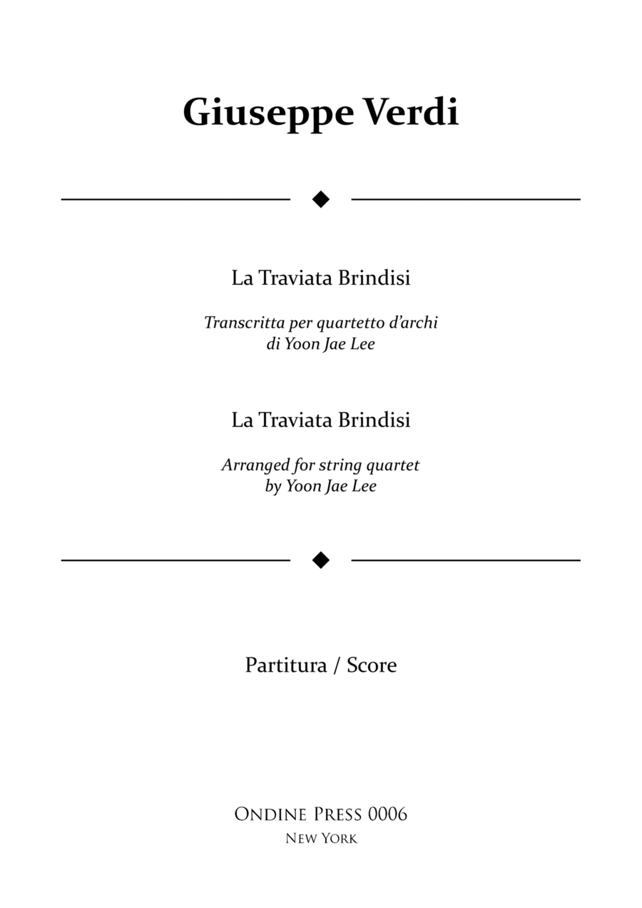 La Traviata Brindisi for String Quartet - Score Only String Quartet scores gallery preview page 1