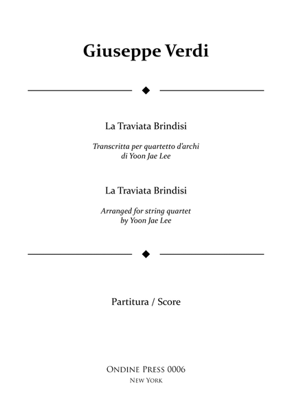 La Traviata Brindisi for String Quartet - Score Only image number null