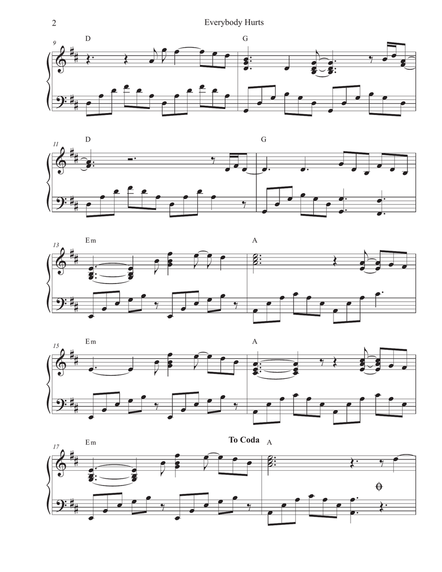 Everybody Hurts Harp scores gallery preview page 2