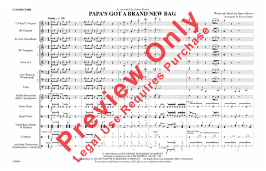 Papa's Got a Brand New Bag Marching Band scores gallery preview page 2