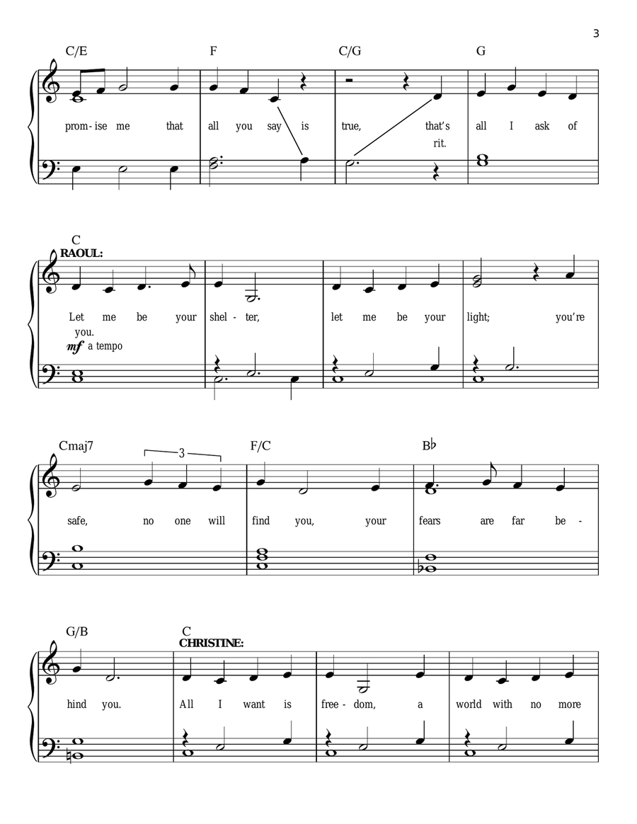 All I Ask Of You (from The Phantom Of The Opera) Easy Piano scores gallery preview page 3