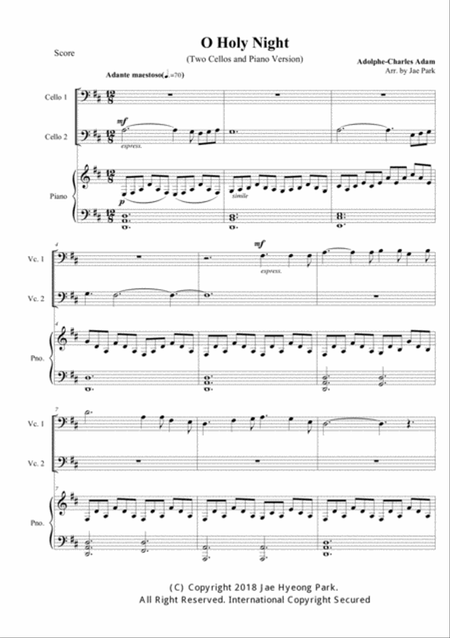 O Holy Night(for 2 Cellos and Piano) String Orchestra scores gallery preview page 1