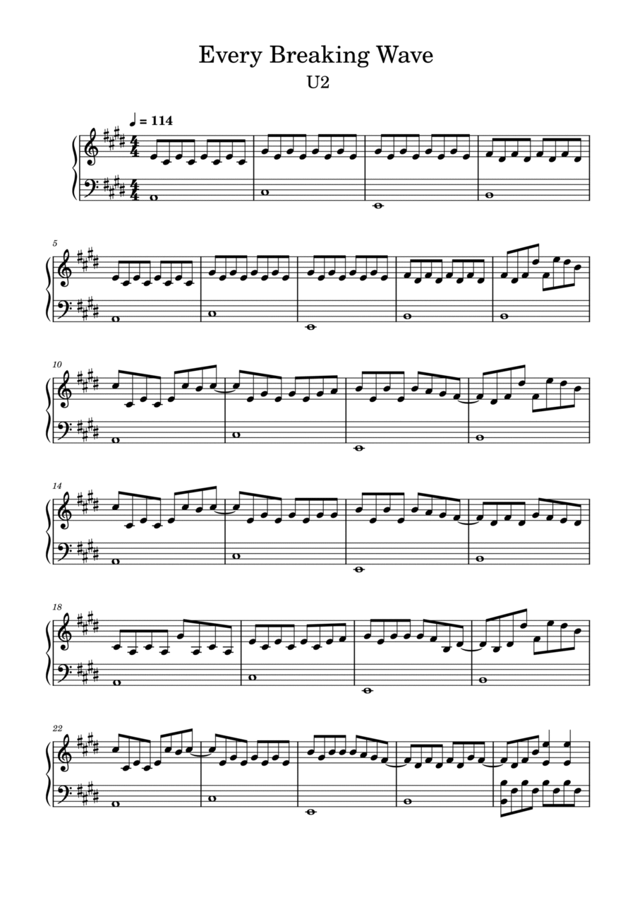 Every Breaking Wave Piano Solo scores gallery preview page 1