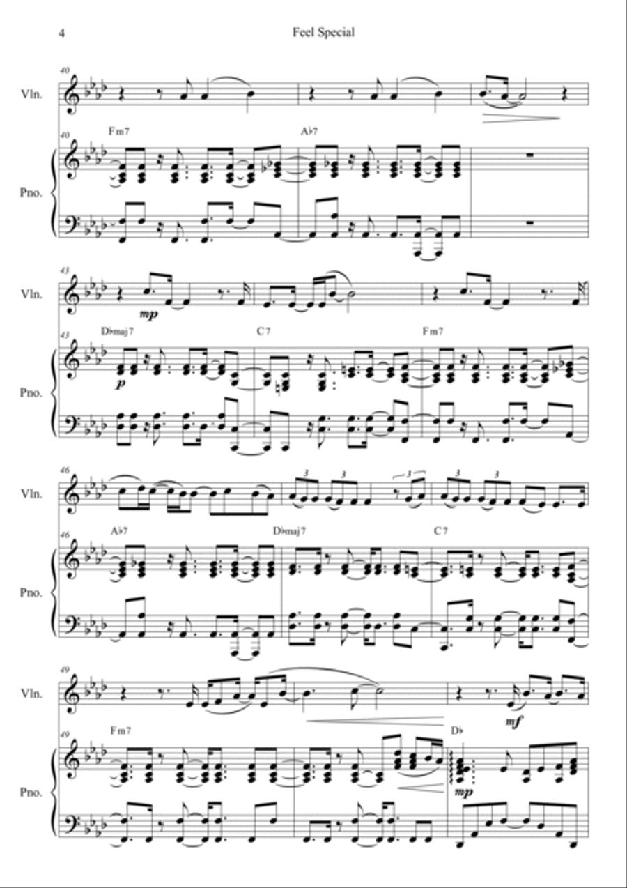 Feel Special Violin Solo scores gallery preview page 4