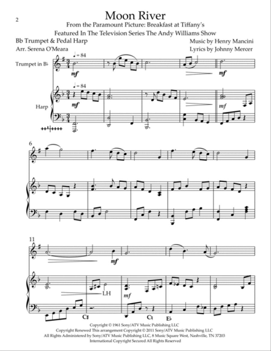 Moon River Trumpet Duet scores gallery preview page 2