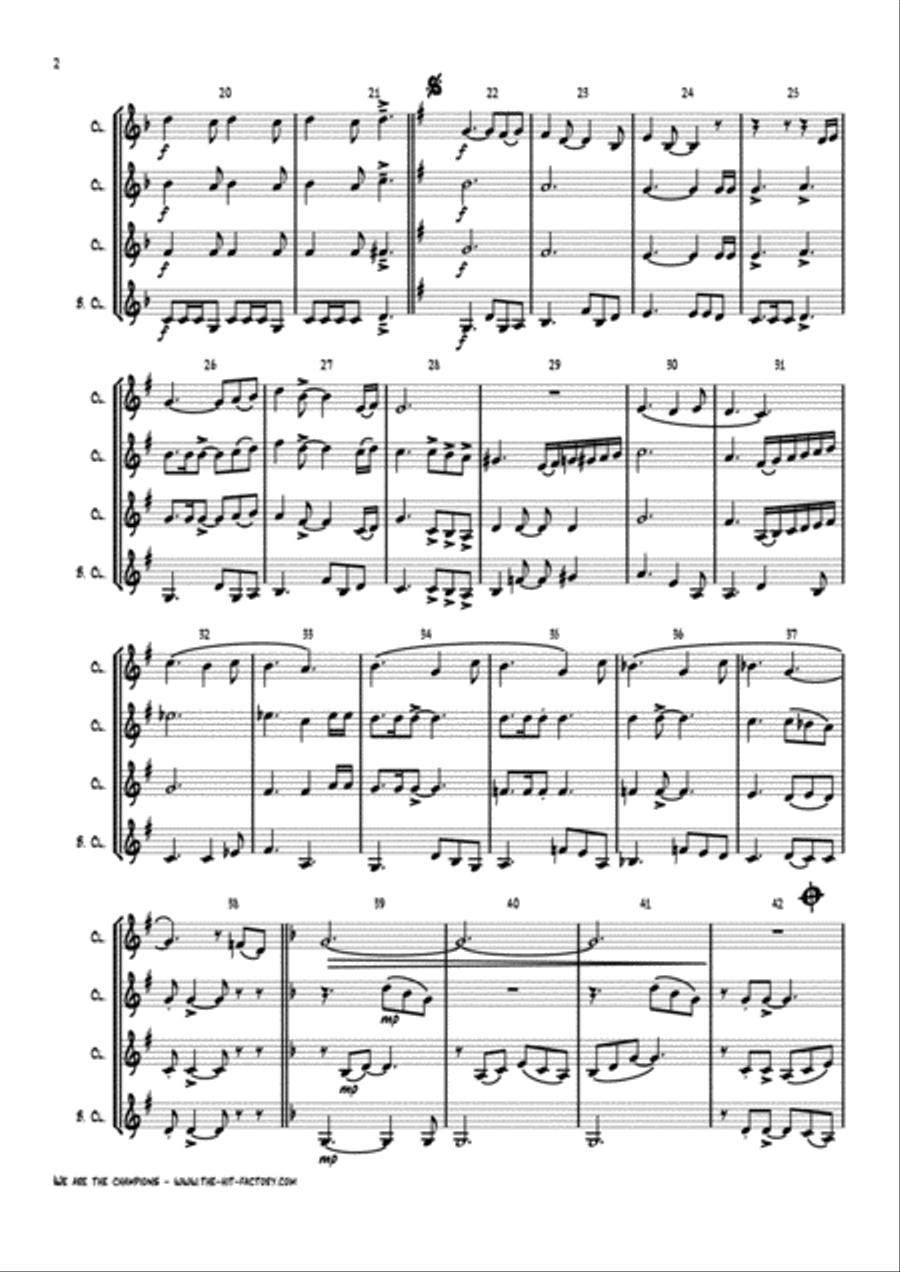 We Are The Champions Woodwind Quartet scores gallery preview page 2