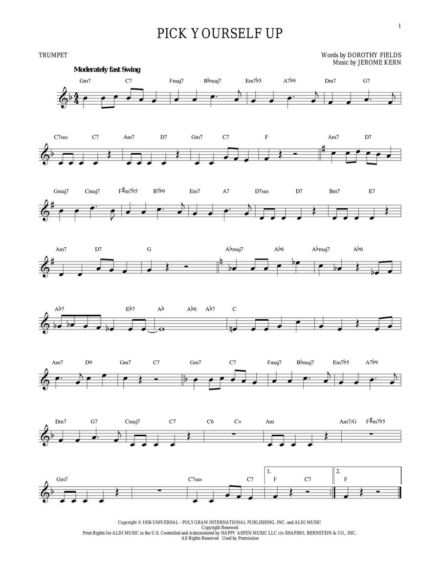 Pick Yourself Up Trumpet Solo scores gallery preview page 1