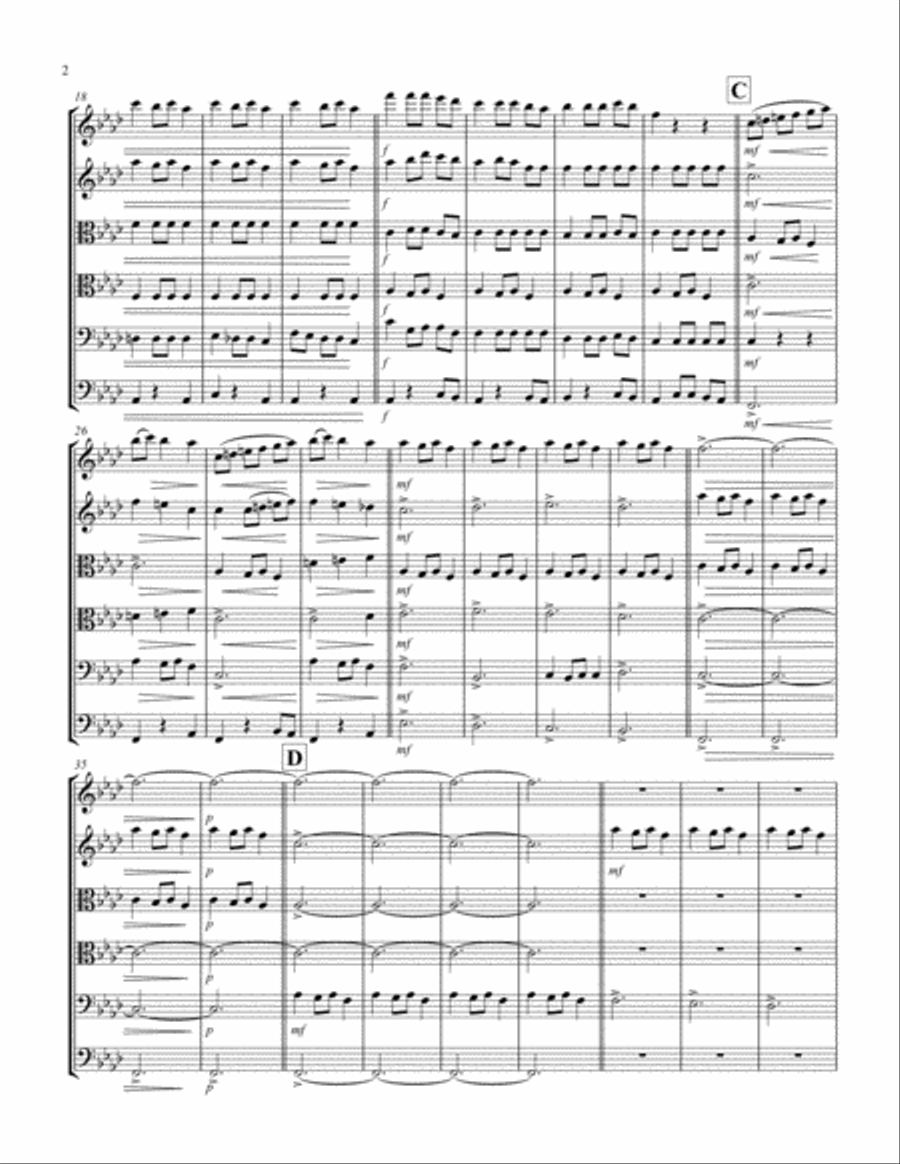 Carol of the Bells (F min) (String Sextet - 2 Violin, 2 Viola, 2 Cello) Cello scores gallery preview page 2