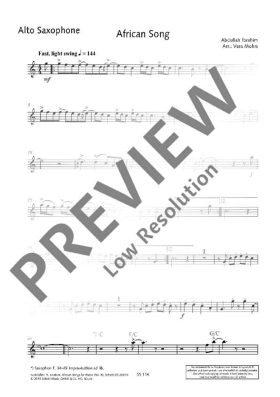 African Song African Song Alto Saxophone scores gallery preview page 7