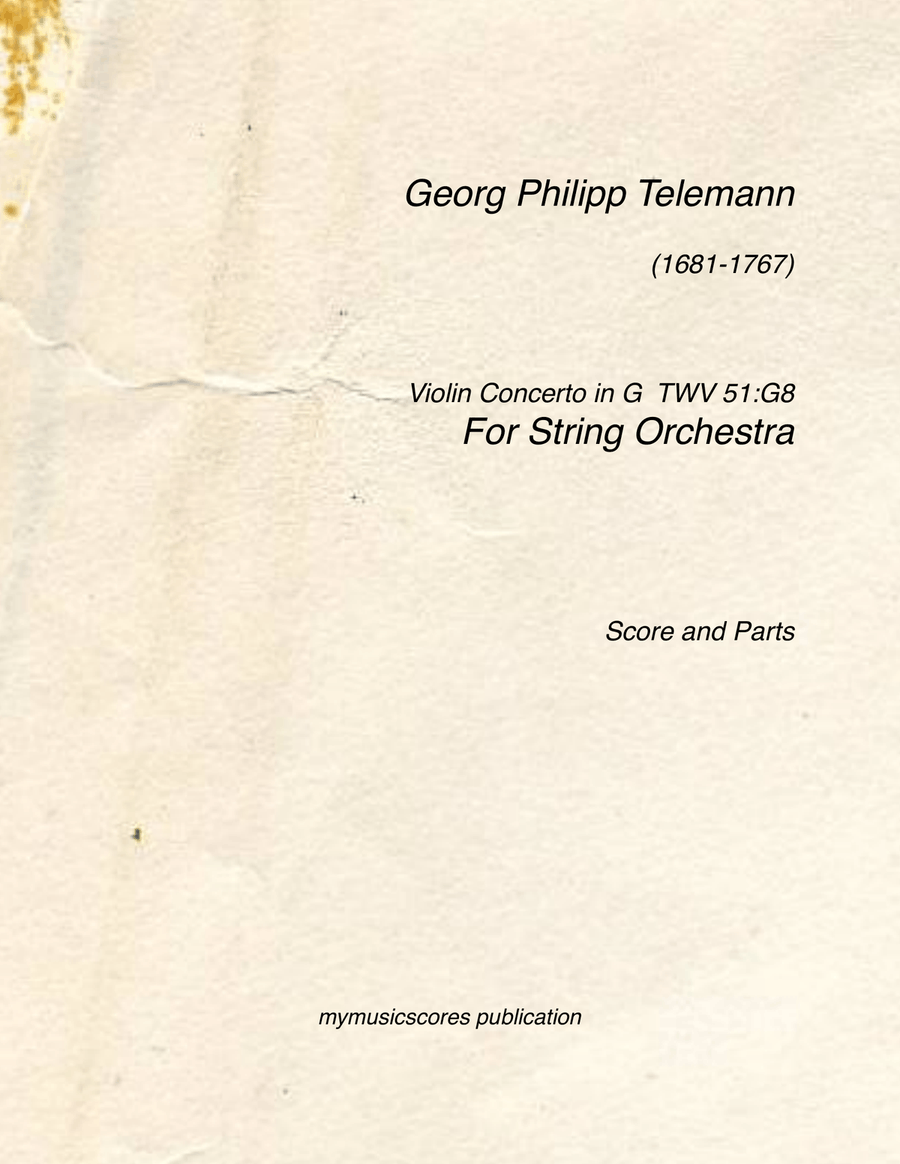 Violin Concerto in G TVW 51:G8 String Orchestra scores gallery preview page 1