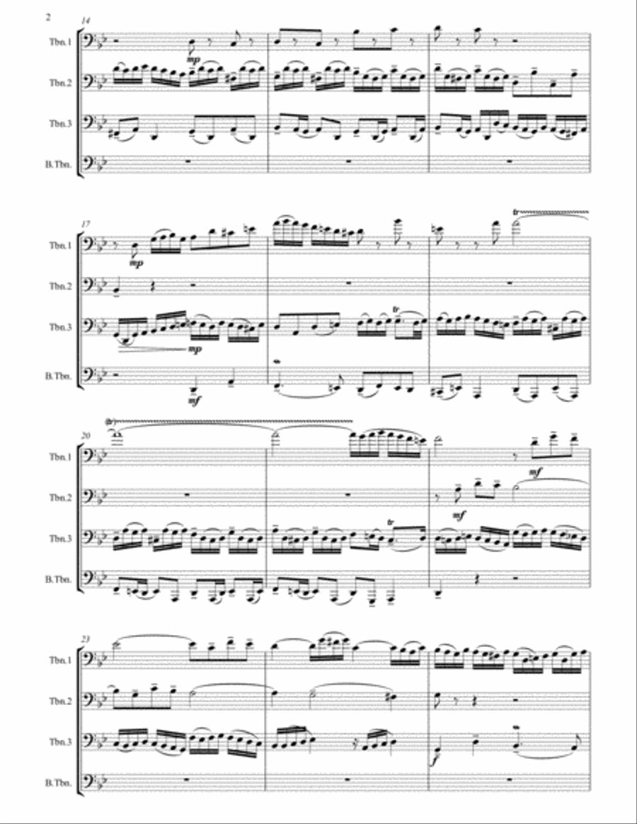 Little Fugue in G minor arranged for Trombone Quartet Trombone Quartet scores gallery preview page 3