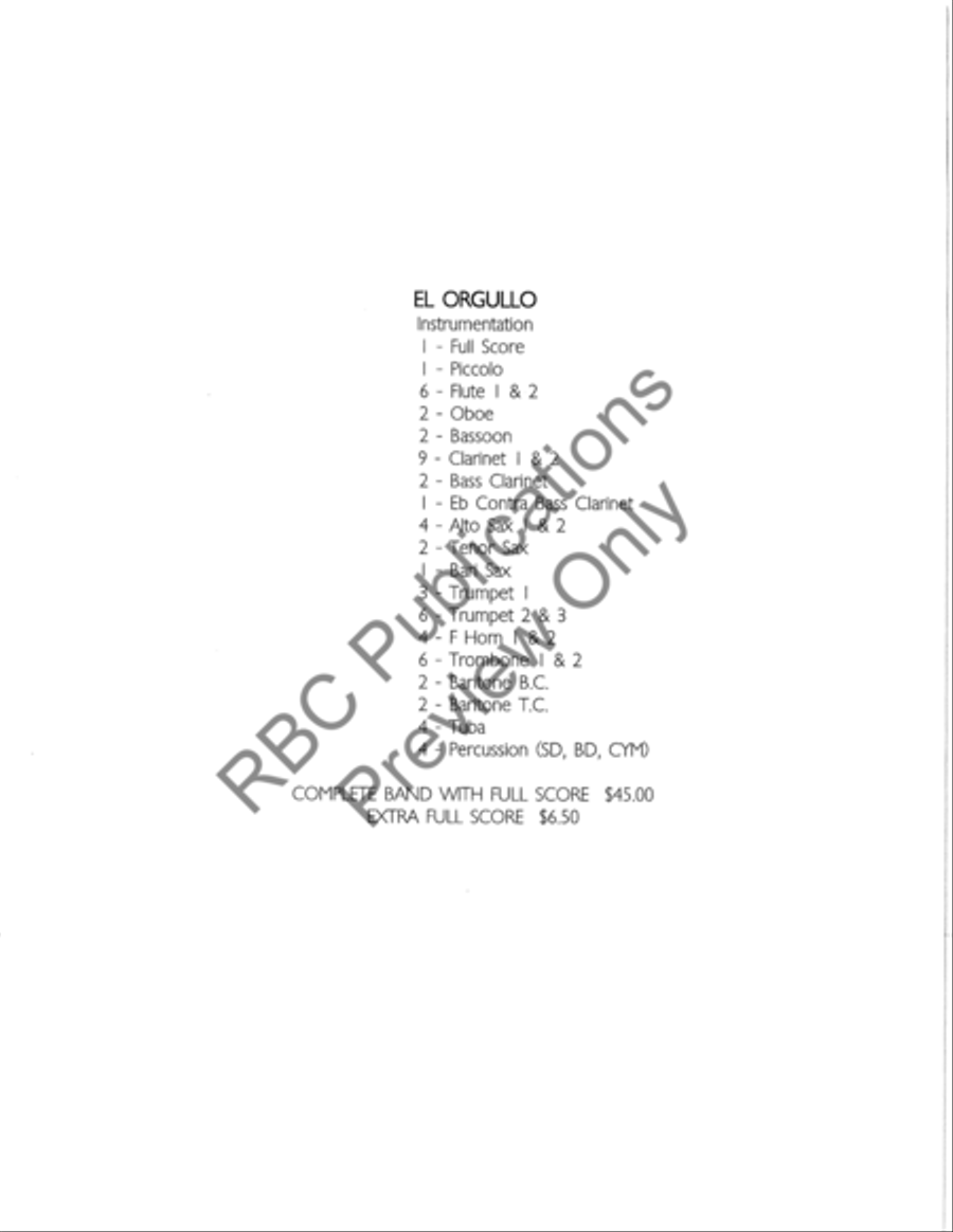 El Orgullo (Score) El Orgullo (Score) Concert Band scores gallery preview page 3