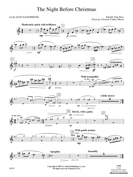 The Night Before Christmas: E-flat Alto Saxophone